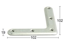 Habo hjørnejern 102x102 mm elforsinket stål, flat L-form